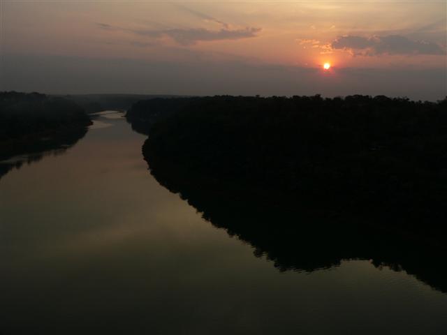 Sun setting over Brazilian border