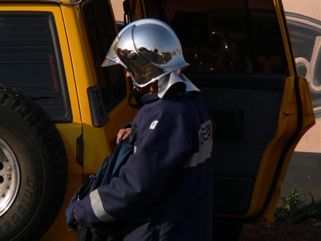 Fireman with shiny helmet