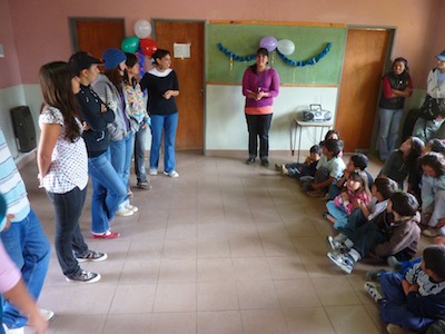 Introducing ourselves to the children.