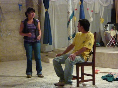 Guillermina and Miguel in a skit