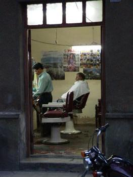 Barber at work
