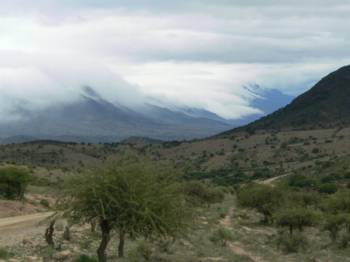 Clouds hugging the mountains