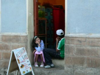 children in doorway
