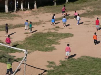 playing football