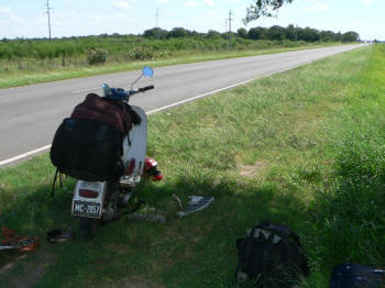bike in bits on roadside