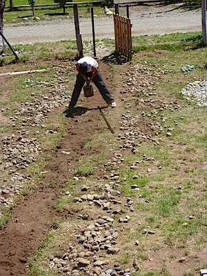 Laying the ground soil for the rocks