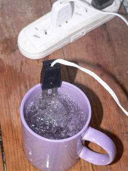 The heating element boiling water