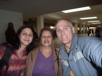 Leticia, Clara, and me at the airport