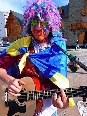 Nahuel clowing around with the guitar