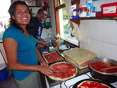 Pato preparing pizzas for us when we return