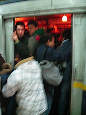 A crazy man running alongside the train