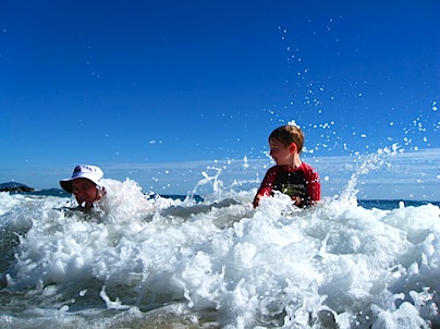 Playing in the surf