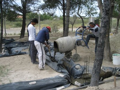 Pouring the foundation concrete