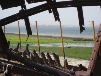 Old boat wreck along the way
