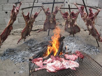 The lamb cooking