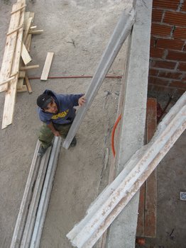 Danny helping with the roof