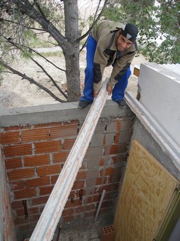 Gaby helping out with the roof