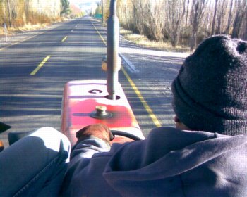 Riding to Chile on a tractor