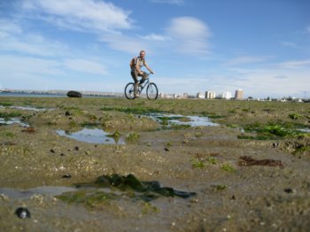 Riding over the rocky section