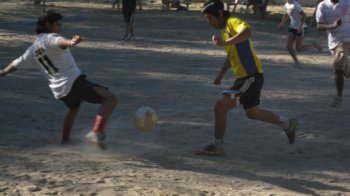 Discipleship school team playing hard