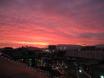 Sunset in Santiago, Chile.